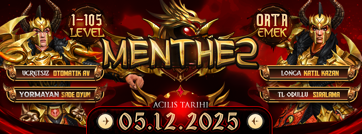 Menthe2 1-105 Metin2 PvP SERVER sunucu bannerı